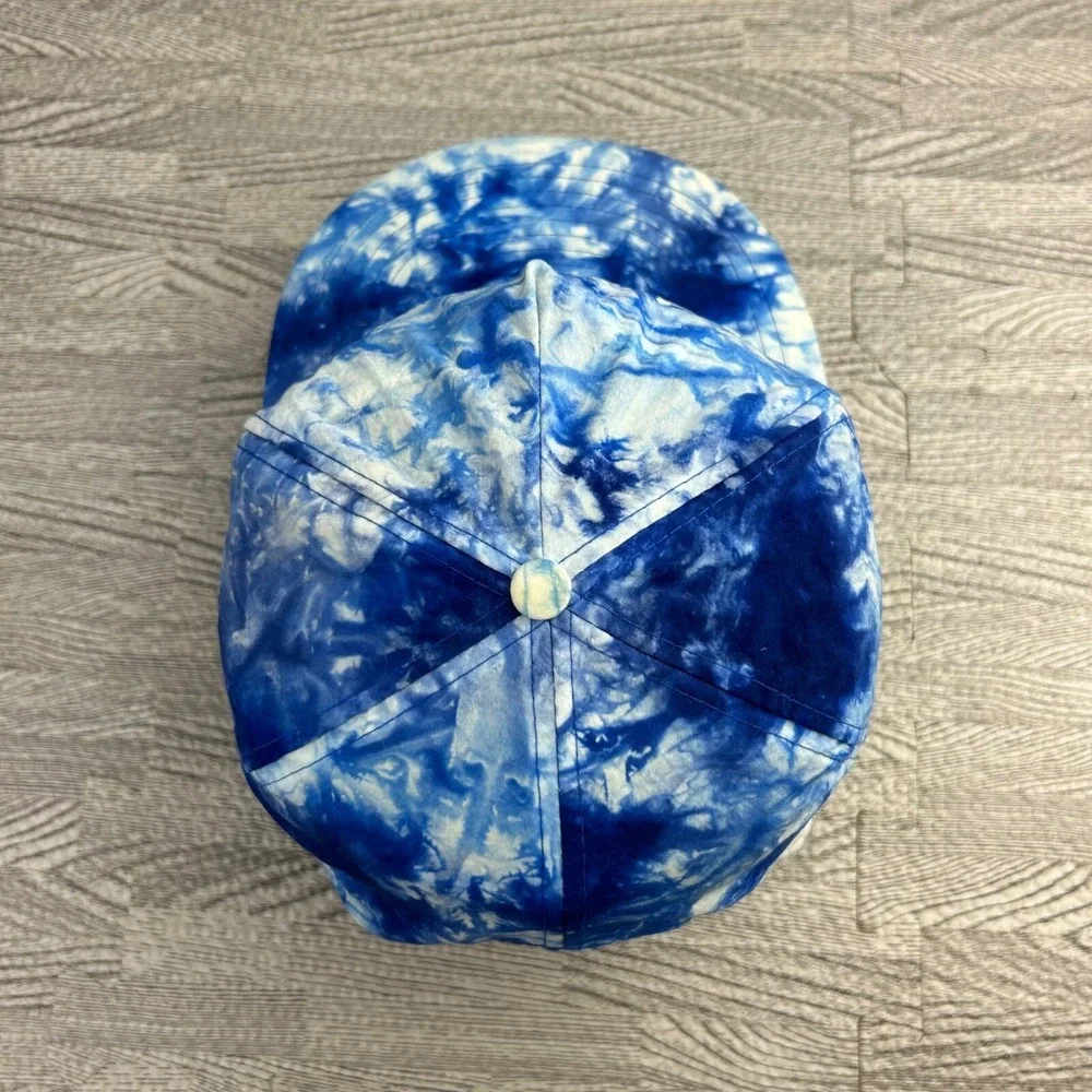Vintage 90s Mt Lakes California Hat Cap Strap Back Adjustable Blue Tie Dye Adult